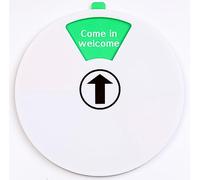 Panneau blanc avec inscription « Come in welcome-Back soon-Out of office-In a meeting-Do not disturb-Please knock » (Blanc)