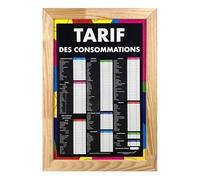 Panneau bois brut "TARIF DES CONSOMMATIONS" moderne dimensions 60 x 40 cm
