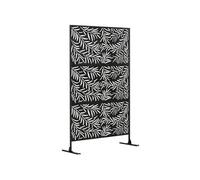 Panneau brise vue décoratif paravent extérieur motif végétal feuilles saule 122 x 198 cm acier thermolaqué noir