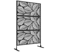 Outsunny Panneau Brise Vue décoratif paravent extérieur Noir à Motif végétal en Acier - 122 x 45 x 198 cm, Noir