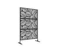 Panneau brise vue décoratif paravent extérieur motif végétal métal noir G