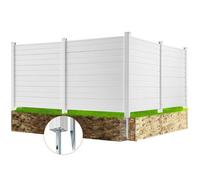 Panneau Brise Vue Extérieur 127x127 cm Clôture de Jardin Horizontale Kit 4 Panneaux de Confidentialité avec Piquets Métalliques
