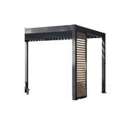 Panneau brise-vue - OMBREA - Ventelles horizontales - 1 m - Aluminium - Anthracite et ventelles finition bois