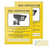 Panneau caméra de surveillance en aluminium 20 x 15 cm - Zone de vidéosurveillance homologuée RGPD - Plaque de sécurité intérieure et extérieure légère et résistante (2)