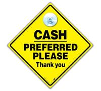 Panneau « Cash Preferred » avec ventouse, 14 cm x 14 cm, sans paiement par carte