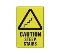 Panneau « Caution Steep Stairs » - 30,5 x 20,3 cm - En aluminium - Encre UV imprimée pour la maison et le travail