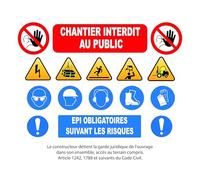 Panneau chantier interdit au public 800x600mm avec EPI Akilux 3mm Lot de 5 ex