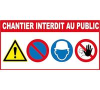 Panneau chantier interdit au public lot de 12 en akilux : épaisseur : 3,5mm (dimension 800x400mm)