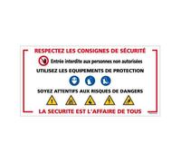 Panneau chantier provisoire “Respectez les consignes de sécurité” - 730 x 370 mm - Akylux