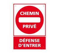 Panneau Chemin Privé, Défense D'Entrer Pvc 1 Mm - 150 X 210 Mm Signalisation Rectangulaire Prépercée Avec Kit De Fixation Fabrication Française