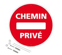 Panneau Chemin Privé Plastique Pvc 1 Mm - Diam. 300 Mm Signalisation Prépercée Avec Kit De Fixation Fabrication Française