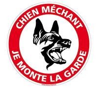Panneau Chien Méchant - Je Monte La Garde - Diamètre 170 mm, Plastique PVC 1 mm