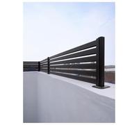 Panneau clôture jardin aluminium noir, L 90/120/150 cm pour muret | 3/4/5/6 lames, écarts 0,8/1,6/2,9/5,0 cm, poteaux à rainure en T pour pose flexible(4 horizontal bars-90 cm)