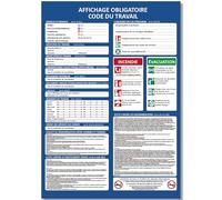 Panneau Code du Travail 2025 - Affichage Obligatoire A3 (42x29.7 cm) en PVC Écologique 1 mm - Résistant aux UV, Surface Mate Antireflet