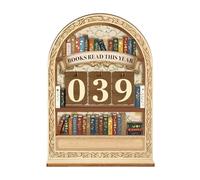 Panneau « Combien de livres lus cette année » - Décoration de comptoir pour les amateurs de livres en bois massif - Traqueur d'objectif académique - Visual Record Piece, Literacy Decor - Support