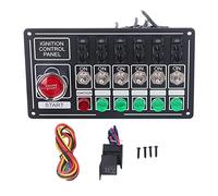 Panneau Commutateurs d'Allumage, Panneau Commutateurs à bascule Allumage Moteur Auto avec Bouton de Démarrage Fusible 6 Gang Multifonction Racing Universel