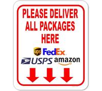 Panneau composite en aluminium avec inscription « Please Deliver All Packages Here » - Instructions de livraison pour mes colis d'Amazon, Fedex, USPS, UPS, panneaux d'intérieur et d'extérieur pour la