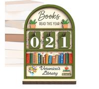 Panneau Compteur de Livres Lus Cette Année | Décor Étagère En Bois Support - Tracker de Progrès de Lecture - Pour Objectif De Lecture Jusqu'à 999 Étudiant Libraire Cadeau