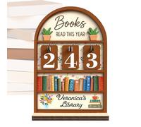 Panneau Compteur de Livres Lus Cette Année | Support Décoratif en Bois pour Défi Lecture | Tracker de Progrès de Lecture | Pour Objectif De Jusqu'à 999 Étudiant Libraire Cadeau