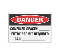 Panneau « Confined Space » - Permis d'entrée requis - Panneau en aluminium - 30,5 x 20,3 cm - Protection contre les UV, imperméable, résistant aux intempéries et à la décoloration - 4 trous pré-percés