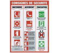 Panneau consignes de sécurité 46 x 32 cm polystyrène choc