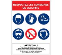 Panneau consignes de sécurité EPI 46 x 32 cm polystyrène choc