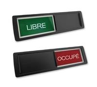 Panneau coulissant avec "Libre-Occupé" dans une couleur noire, dimension d’environ 178 x 50 mm