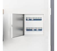Panneau d'accès blanc en acier 43 x 43 x 3 cm avec verrou à came et clé, ouverture 140°, installation murale ou plafond, idéal pour maintenance, plomberie, électricité, ventilation