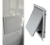 Panneau d'accès de sécurité coupe-feu for locaux commerciaux, porte d'accès murale for cloisons sèches, petite taille, fixation magnétique, étanche, métal gris, dimensions(200x200mm(8x8in))