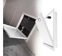 Panneau d'accès sanitaire avec fonction clic - Porte de révision blanche avec cadre en aluminium et serrure, utilisation intérieur/extérieur, 35 x 45 cm, durable et facile à installer
