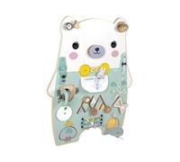 Janod - Busy Board Ourson - 20 activités - Grande Planche d'Activité en Bois - Idéal Développement Motricité Fine, Curiosité et Dextérité - Hauteur 60cm - Dès 18 Mois, J05162