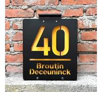 Panneau d'adresse solaire personnalisé avec numéros de maison éclairés pour l'extérieur, panneau d'adresse solaire, numéros de maison lumineux pour l'extérieur (28 x 24 cm)