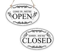 Panneau d'Affaire Ouvert et Fermé, 30x20cm Double Face Réversible Entrez Nous Sommes Ouverts et Désolé Nous Sommes Fermés Panneau Suspendu de Magasin pour Café Hôtel Restaurant
