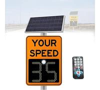 Panneau d'affichage de vitesse LED clignotant avec panneau solaire et télécommande, convient pour les rues et les quartiers, 49,8 x 69,8 cm