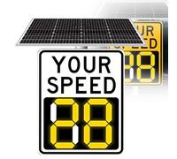 Panneau d'affichage de vitesse radar, indicateur de limitation de vitesse clignotant, panneau de rétroaction radar à LED à énergie solaire, applicable aux routes/rues/quartiers,24''×35‘’-White
