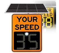 Panneau d'affichage de vitesse radar, indicateur de limitation de vitesse clignotant, panneau de rétroaction radar à LED à énergie solaire, applicable aux routes/rues/quartiers,20''×27''-Orange