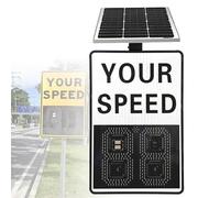 Panneau D'affichage De Vitesse Solaire À LED Activé Par Radar, Limitation De Vitesse Réglable Avec Télécommande For Zones Scolaires Parcs Et Routes(White,24 * 35in)