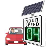 Panneau D'affichage LED Énergie Solaire Pour Vitesse Radar Résistant Aux Intempéries Aluminium Pour Autoroutes Routes Par Radar Pour Modération Trafic(White,23.62 * 23.62in)