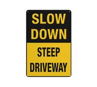 Panneau d'allée Slow Down - Steep - 30,5 x 20,3 cm - Protection contre les UV, imperméable, résistant aux intempéries et à la décoloration - 4 trous pré-percés