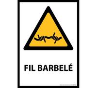 Panneau danger - Fil barbelé - Format W033 - Norme ISO 7010 - Vinyle Souple Autocollant - A5