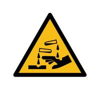 Panneau Danger- Substance corrosive - W016 - norme ISO 7010 PVC 2 mm 100 mm