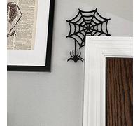 Panneau D'angle de Porte D'Halloween en Bois - Décoration de Sorcière et D'araignée pour Fête D'Halloween et Décoration de la Maison - 29,2 X 33 Cm - Matériau Naturel Durable (#1)