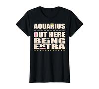 Panneau d'anniversaire Aquarius Out Here Bring Extra Janvier Février T-Shirt Graphique avec Valeur