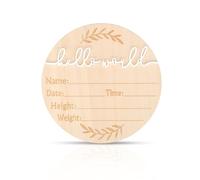 Panneau d'Annonce Bebe, 15cm Bois Panneau de Bébé Hello World Panneau Annonce Nouveau Né Panneau Annonce Naissance pour Hôpital Fête Prénatale Accessoire Photo Décoration de la Maison