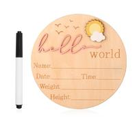 Panneau d'Annonce de Bébé, 14,8 cm Panneau en Bois Hello World pour Nouveau-Né Jolies Plaques de Nom de Naissance pour Fille Garçon Baby Shower Hôpital Crèche Accessoire Photo (Rose)