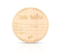 Panneau d'Annonce de Bébé, 14,8cm en Bois Panneau Hello World pour Nouveau-Né Panneau d'Annonce de Nouveau-Né Cartes d'Annonce de Naissance Cartes de Nom de Bébé Cadeau (Style 1)