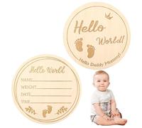 Panneau D'annonce de Bébé en Bois rond de 10 cm, Idéal pour les Photos de Baby Shower, la Décoration Murale de la Nurserie, Hello World Panneau de Bienvenue pour Panneau de Naissance