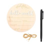 Panneau d'annonce de Bébé,Panneau en Bois « Hello World » avec Stylo et Corde,Cartes de Jalon pour Bébé, Design d'étape en Bois,Panneau D'annonce de nom de Bébé pour Hôpital,Naissance
