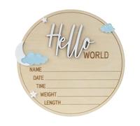 Panneau d'annonce de bébé, panneau en bois « Hello World », panneau d'annonce de naissance, chambre d'enfant pour nouveau-né garçons et filles (vert) Tgz593 (kaki, 16,5 cm)