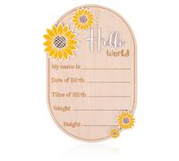 Panneau d'Annonce de Naissance, 15cm Panneau d'Annonce de Nouveau-Né Ovale Tournesol Panneau Hello World Panneau de Bienvenue pour Bébé pour Garçons Filles Baby Shower Hôpital Crèche